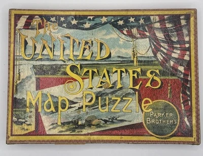 Antique 1915 Parker Brothers The United States Map Puzzle Salem, Massachusetts - Image 1 of 4