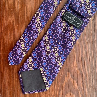 Blazer Traje de Negocios Bruno Piatelli Para Hombres 100% Seda Corbata Geométrica Colorido Foto 1 de 4