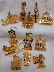 Danbury Mint Gold Christmas Ornament Collection Mixed Years 12 Boxed - Picture 1 of 24