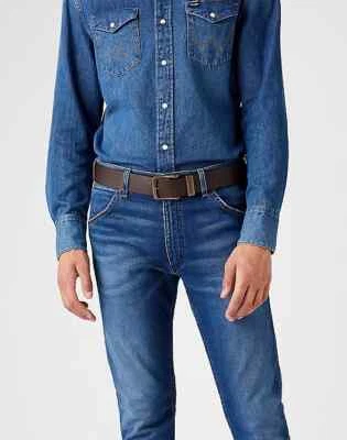 🚨WRANGLER  Basic Metal Loop Belt Brown W0080US85 CINTURA UOMO - Imagen 1 de 4