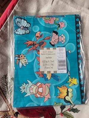 Envoltura de regalo Pokémon turquesa American Greetings de colección nuevo en paquete una hoja Foto 1 de 4