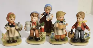 Estatuillas de porcelana Napcoware C7364 3 niñas y 2 niños Japón - Lote de 5 - Imagen 1 de 9
