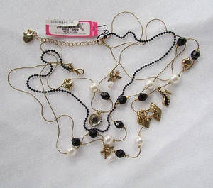 Betsey Johnson Necklace Paris Dress High Heel Hearts New Vintage - Picture 1 of 4