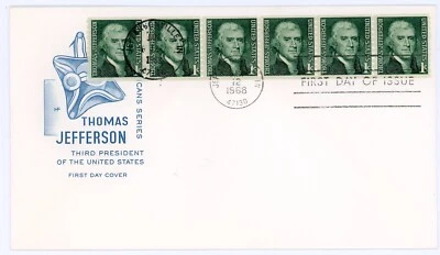 1968 - #1299 - Thomas Jefferson Coil Cover - FDC - Image 1 of 2