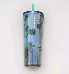 Starbucks 2022 Holiday Blue Berry ramillete vaso y pajita 24 oz taza de bebidas - Imagen 1 de 9