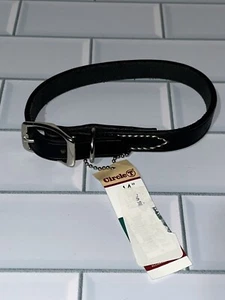 Coastal Circle T  14” Black Leather Dog Collar NWT - Picture 1 of 3