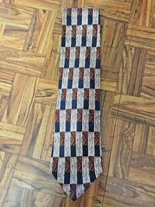 GUY LAROCHE Diffusion 100% Silk Geometric Red White Blue Men's Tie 57" x 4" - Picture 1 of 2