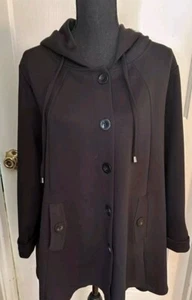 Christian Siriano New York Jacket Women's Black Button Up Swing Cape Pockets 1X - Picture 1 of 4