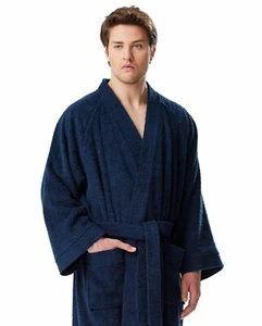 Arus Mens 100% Turkish Cotton Terry Kimono Bathrobe Made in Turkey - Picture 1 of 15