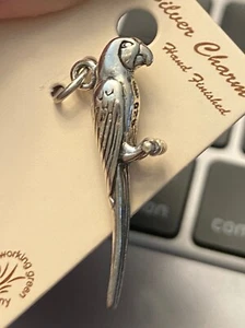 Dije de plata de ley 3D 8x21 mm loro periquito guacamayo pájaro - Imagen 1 de 5