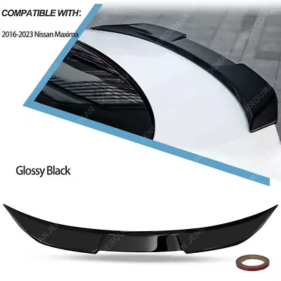 Glossy Black Trunk Highkick Wing For 2016-2023 Nissan Maxima Sedan Rear Spoiler - Image 1 of 4
