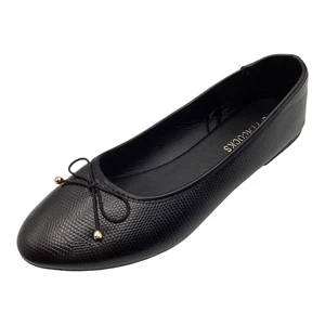 Peacocks Womens Black Faux Leather Snake Print Flat Ballet Shoes Size UK 6 New - Picture 1 of 8
