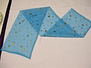 WOMAN'S SHEER SCARF - AQUA W GOLD DOTS - SPRING/SUMMER LOOK - Picture 1 of 4