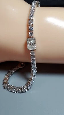 СЕРТИФИЦИРОВАННЫЙ 5,00 КАРАТ ПОДЛИННЫЙ МУАССАНИТ СЕРЕБРО 925 ПРОБЫ ТЕННИСНЫЙ БРАСЛЕТ ДО 7,5» - Изображение 1 из 4