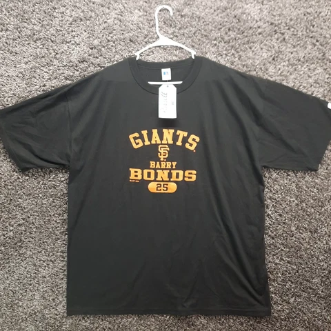 Vintage Giants Barry Bonds 25 Shirt Adult 2XL XXL Black Crew Neck Russell Cover
