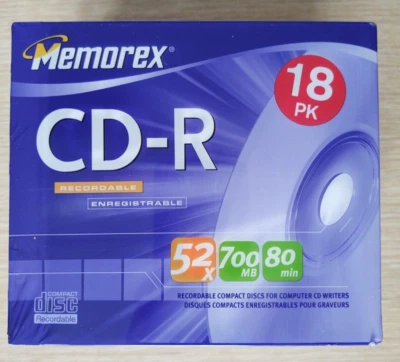 Memorex 18PK CD-R - 52X / 700MB / 80min Discs with Cases ~New Sealed Pkg - Image 1 of 3