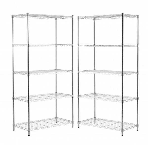 2 x Metal Chrome Wire Shelving/Racking Unit 5 Tier |1838mm H x 907mm W x 457mm D - Image 1 of 2