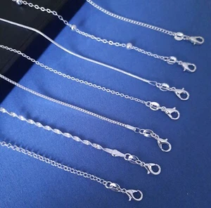 BOX/CURB/SNAKE/CABLE/ WAVE SILVER PLATED NECKLACE CHAIN GIFT FOR GIRLS, WOMEN UK - Picture 1 of 12