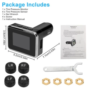12V Wireless USB Car Tire Pressure Monitoring System TPMS + 4 External Sensors - Picture 1 of 8