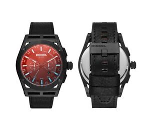 Reloj Diesel Timeframe Chronograph Black Leather Men Watch PVP £ 239 multicolor