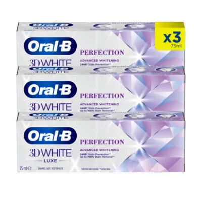 3x Oral-B 3D weiß Luxus Perfektion Zahnpasta aufhellender Zahnschmelz schützen 75ml