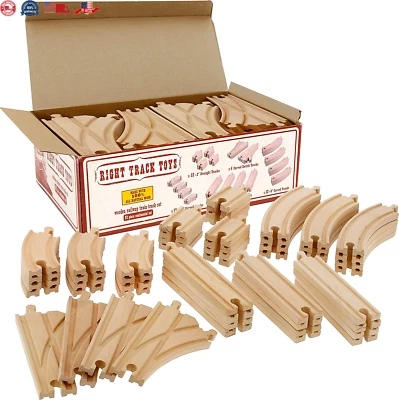 52-Piece Wooden Train Track Lot Railway Set Thomas The Train Brio Accessories - Image 1 of 4