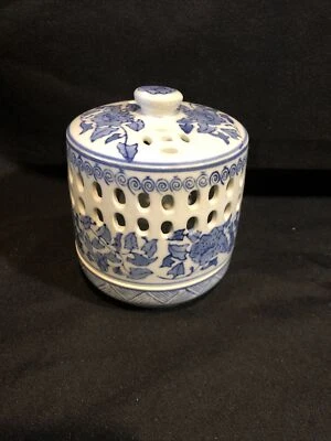 Candelabro/cubierta tarro de jengibre luminaria de cerámica de inspiración asiática de 6" de alto Foto 1 de 4