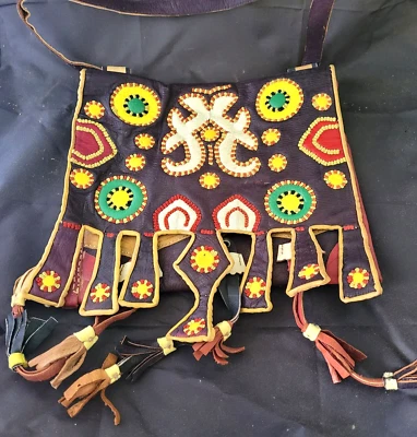 Raro Akrab - Bereber Para hombres-Unisex Bolso Bordado Cuero Antiguo Tribal Marroquí Foto 1 de 4