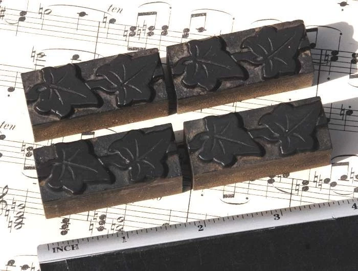 4x ivy wood letterpress ornaments wooden printing blocks type frame rare fleuron - Image 1 of 1