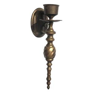 Vintage Made In India Solid Brass Wall Sconce Candle Holder Taper 12” - Picture 1 of 15