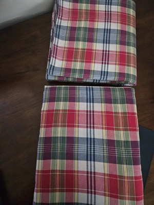VTG Polo Ralph Lauren QUEEN Sundeck Plaid Flat & Fitted Sheets 2 Pc, EUC - Image 1 of 4