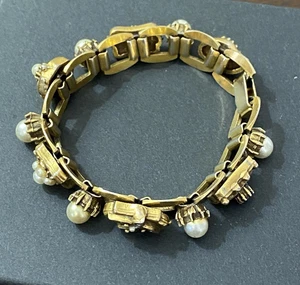 Victorian Revival Buchkette Armband ~ Krone, Fleur de Lis, Spatz, Perlen - Bild 1 von 20