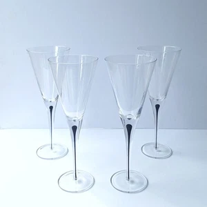 Set Pair of 2 Orrefors 'Intermezzo Black' Wine Glasses Limited Edition Vintage - Picture 1 of 11