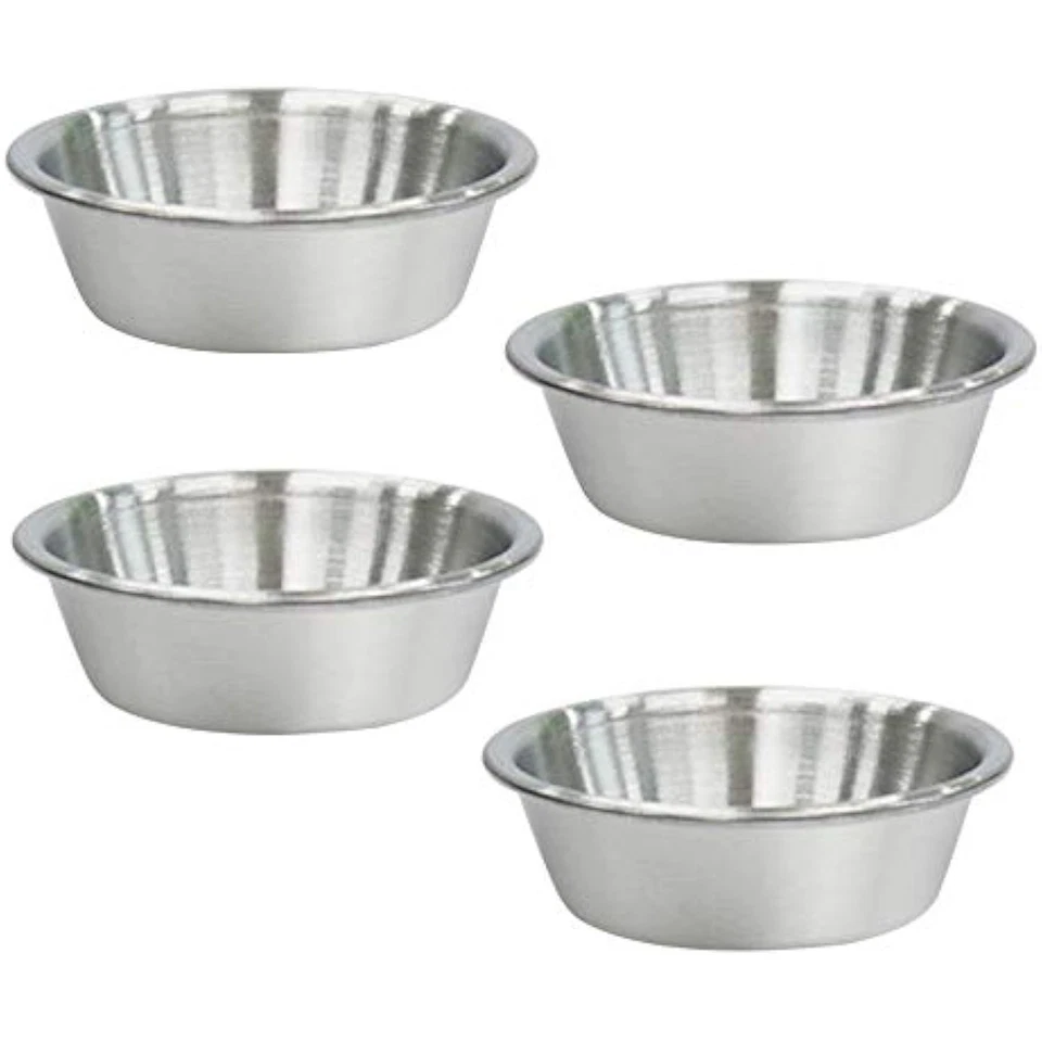 4 piezas mini cuencos platillos de inmersión, plato de salsa de acero inoxidable, souffle cu Foto 1 de 1