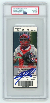 Craig Kimbrel Signed MLB Debut & 1st Strikeout Season Ticket PSA 10 Auto Braves - Image 1 of 2
