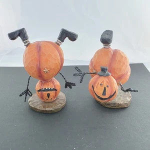 2 Halloween Kürbis JOL Figuren | Resin & Metall | Skurrile Posen 4" - Bild 1 von 4
