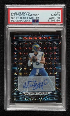 2023 Obsidian Blue Finite Electric Etch Signatures 1/1 Matthew Stafford #58 Auto - Image 1 of 2