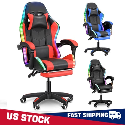 OYAJIA Office RGB Ergonomic w/ SALE Chair Chair LED Light,Footrest,High-Back Gaming