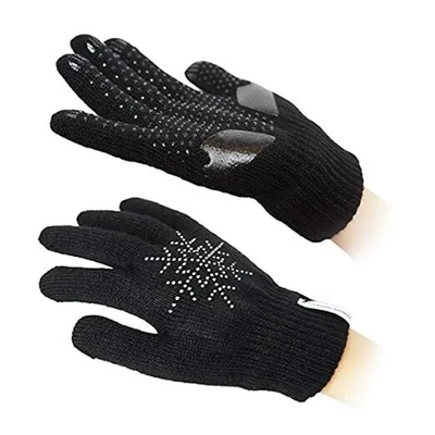 Guantes de patinaje sobre hielo acolchados en gel SkatingSpirit con estrás negros medianos Foto 1 de 4