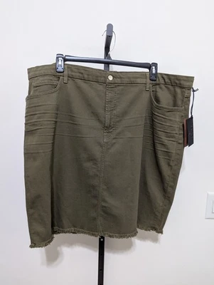 Saia lápis Jen7 por 7 for All Mankind Plus bainha desgastada verde exército tamanho 26 - Imagem 1 de 4