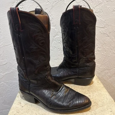 Botas de Vaquero Dan Post Genuinas Teju Lagarto Negro Cereza Western Para Hombres 10 EW 16731 Foto 1 de 4