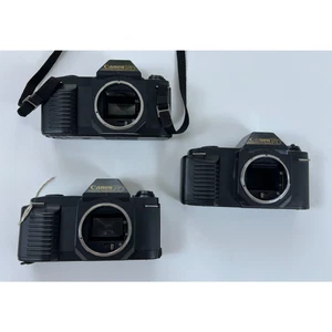 (3) Canon T50 35mm SLR Film Cameras Body Only - For Parts Only - All 3 Complete - Picture 1 of 7