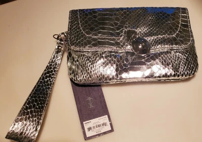 Jennifer Lopez Shiny Silver Textured Wristlet/Clutch Purse NWT - Image 1 of 4