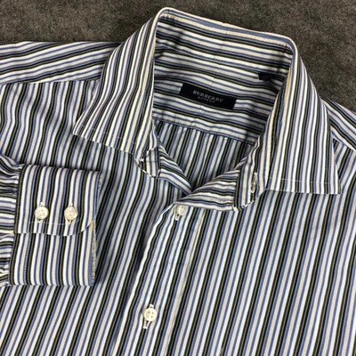 Camisa de vestir Burberry London para hombre 15,5R a rayas con botones EE. UU. Foto 1 de 4