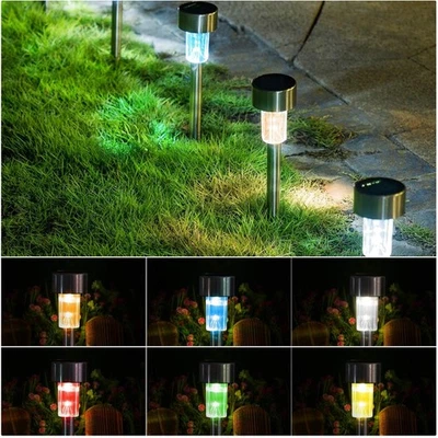 Luces de camino solares de acero inoxidable - 6 colores elegantes para ambiente exterior Foto 1 de 4