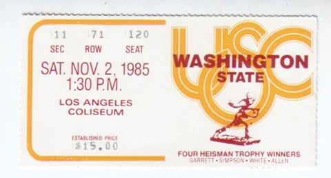 1985-USC v. WASHINGTON STATE--TICKET-NMT Cover