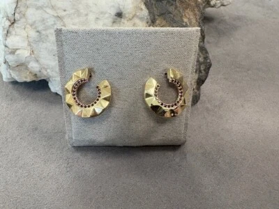 Julien Macdonald x Clogau Faceted Earrings 9ct Yellow & Rose Gold Side Hoops - Imagem 1 de 4