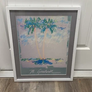 Vintage Margo Goodwill Druck Regenbogen Palmen gerahmt Wandbild tropisch - Bild 1 von 6