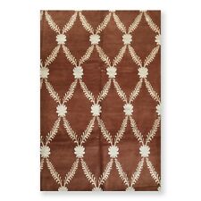 6' x 9' Hand Knotted Trellis Wool & Silk Tibetan Oriental Area Rug 6x9 Brown