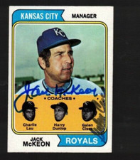 JACK McKEON & GALEN CISCO Autograph 1974 Topps #166--Kansas City Royals